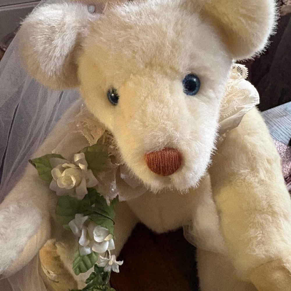 Cream Teddy Bear with Floral Accents
